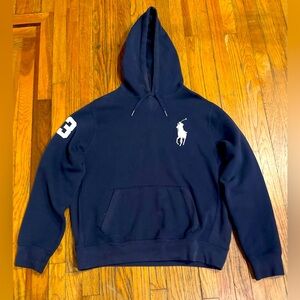 Polo Ralph Lauren Men Big Pony Pullover Sweatshirt hoodie and #3 patch stitched.